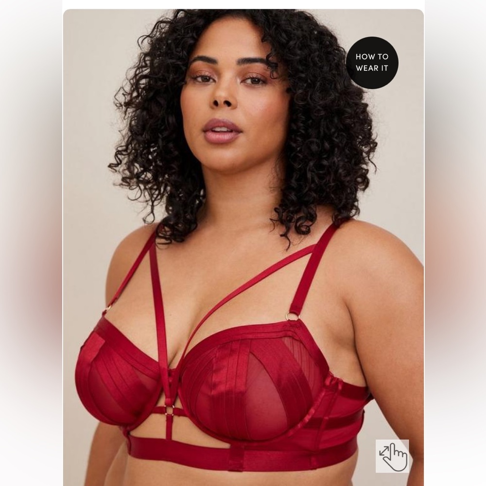 Torrid Red Overt Strappy Mesh Underwire Bra With Mesh Cups. Size 4X NWT